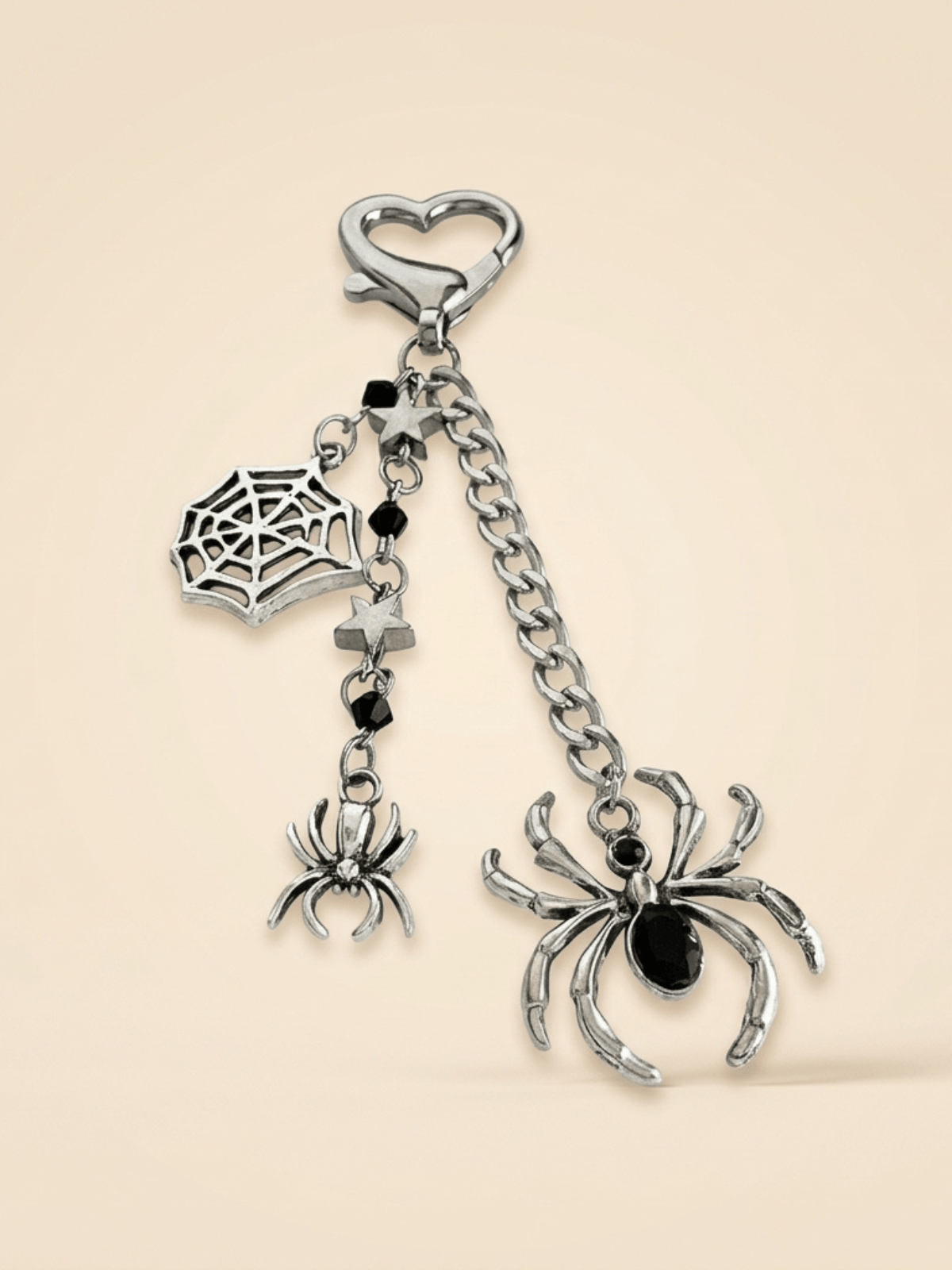 Spiderweb Starry Heart Keychain