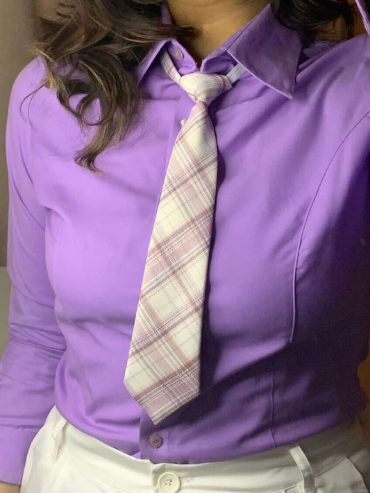 Lilac Plaid Mini Neck Tie