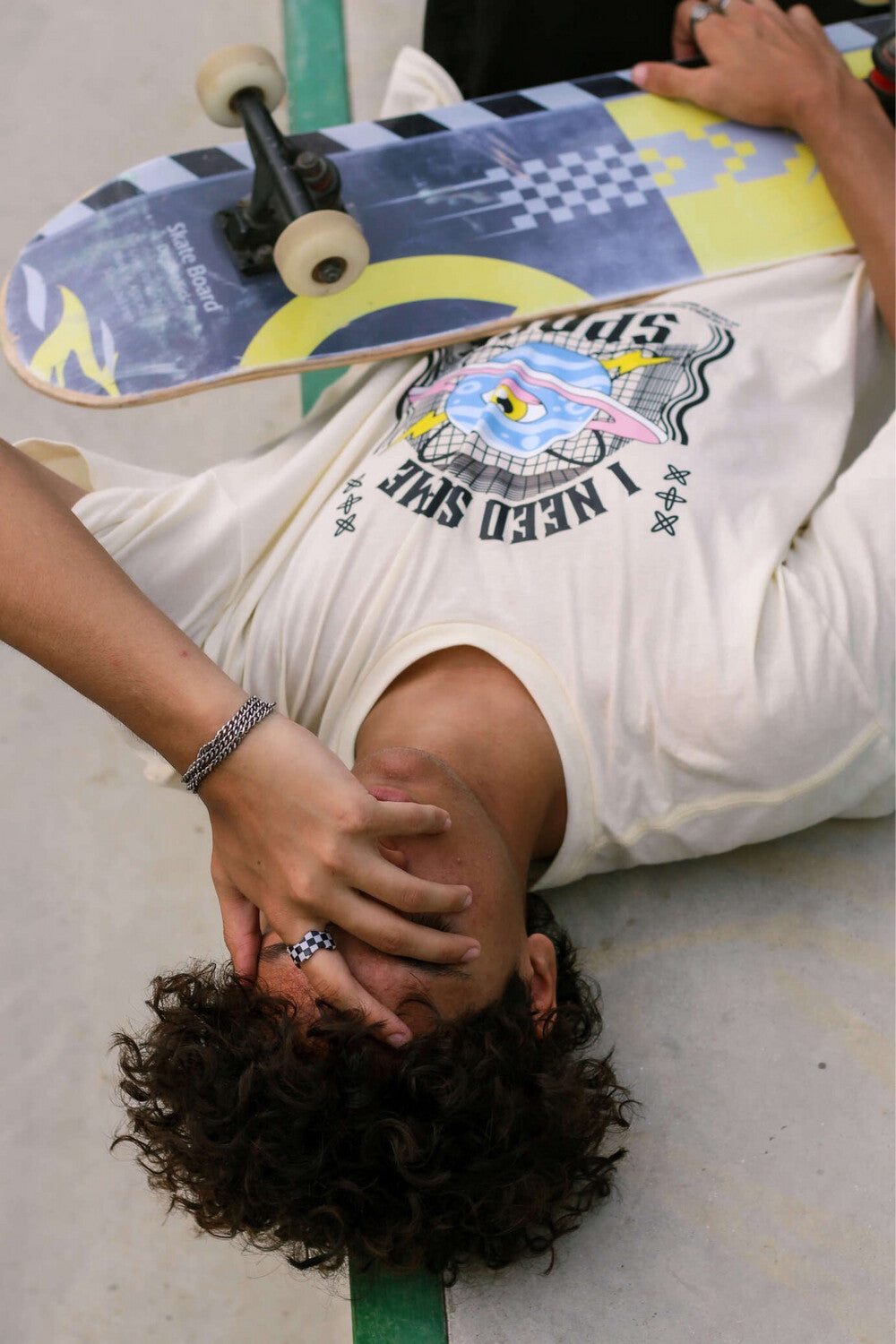 "I Need Some Space" Oversized Drop Shoulder White Tee