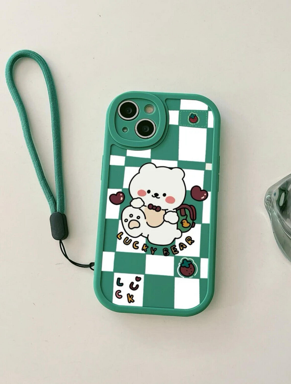 Lucky Bear Phone Case w/ Strap (Green)