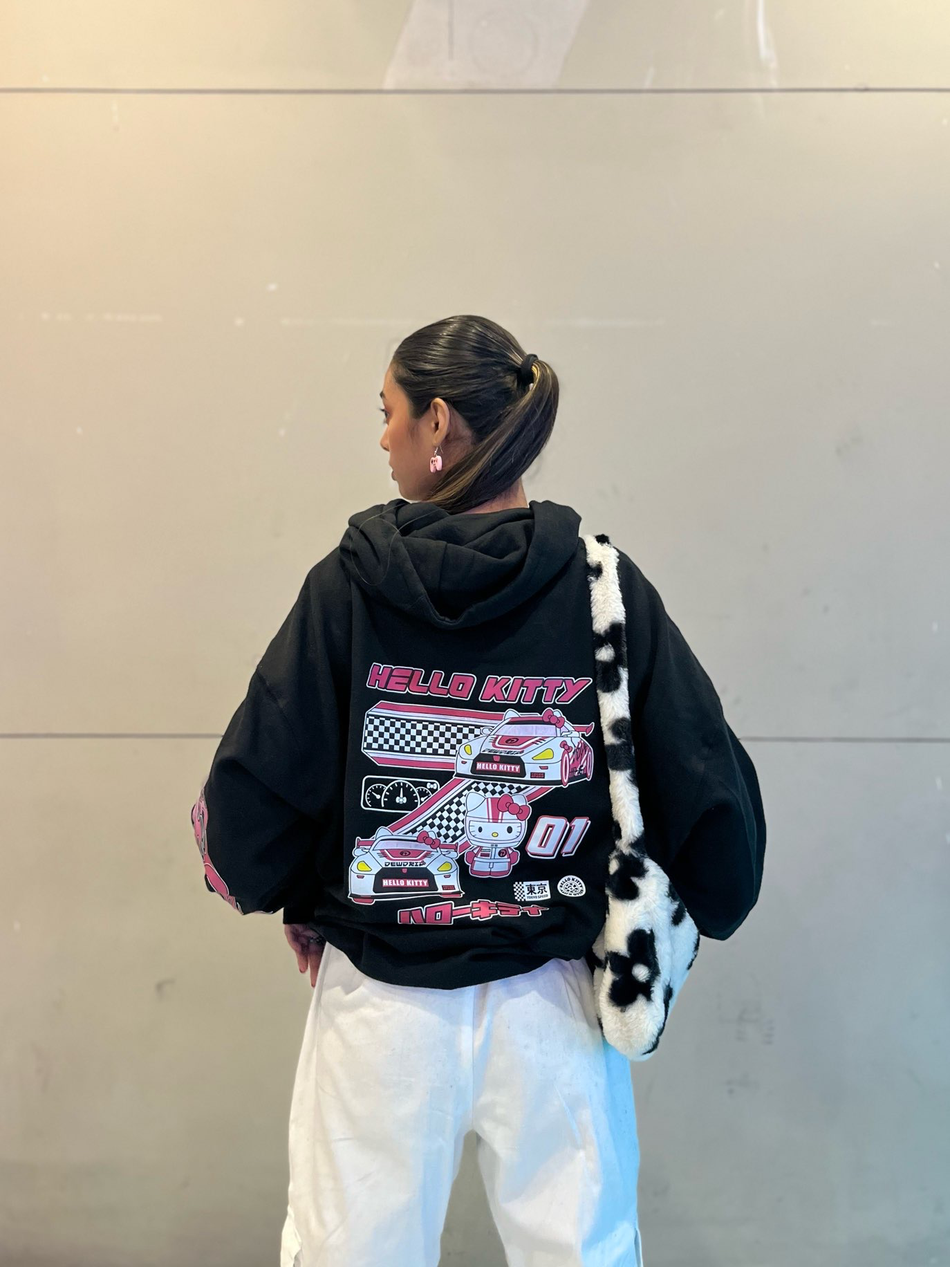 Hello Kitty Racer Oversized Hoodie (Black)