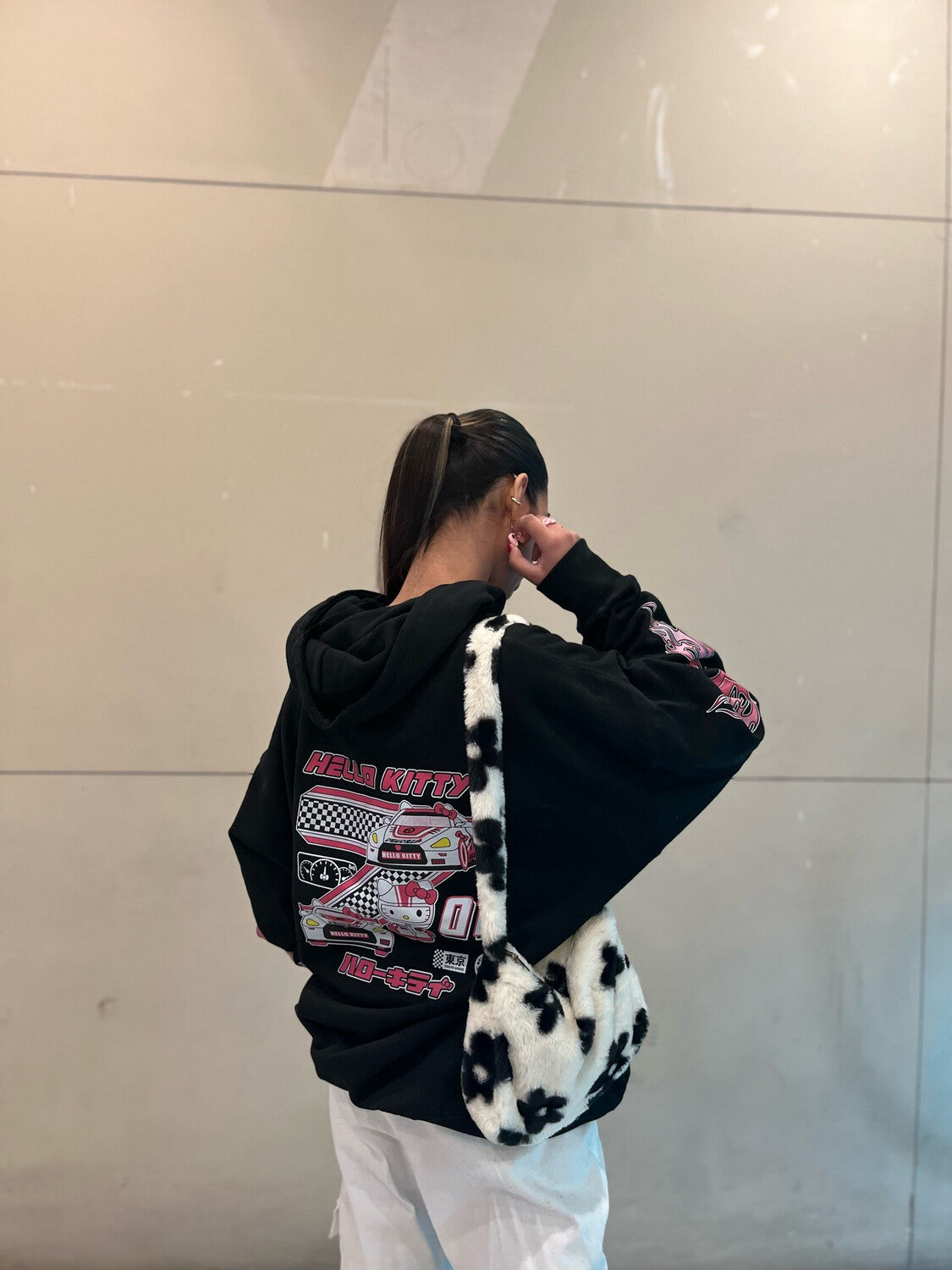 Hello Kitty Racer Oversized Hoodie (Black)
