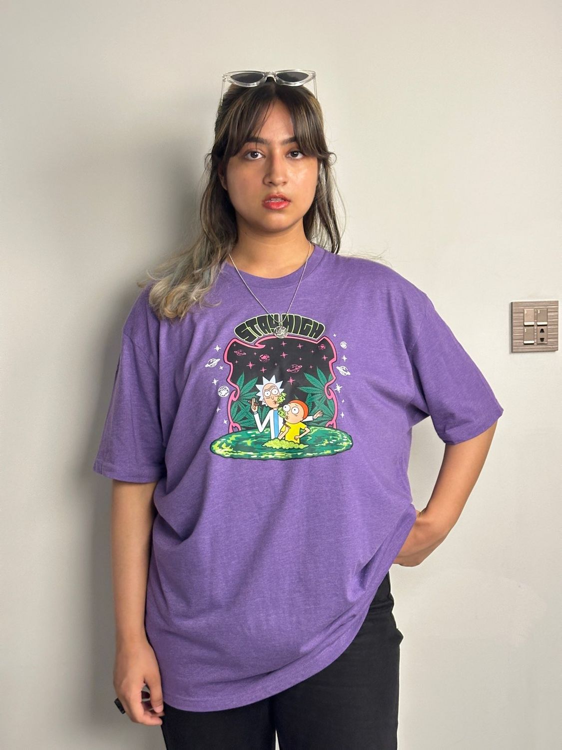 Rick and Morty "Stay High" Oversized Drop Shoulder Tee