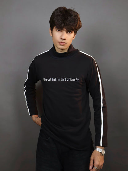 Black Cat Embroidered Mockneck