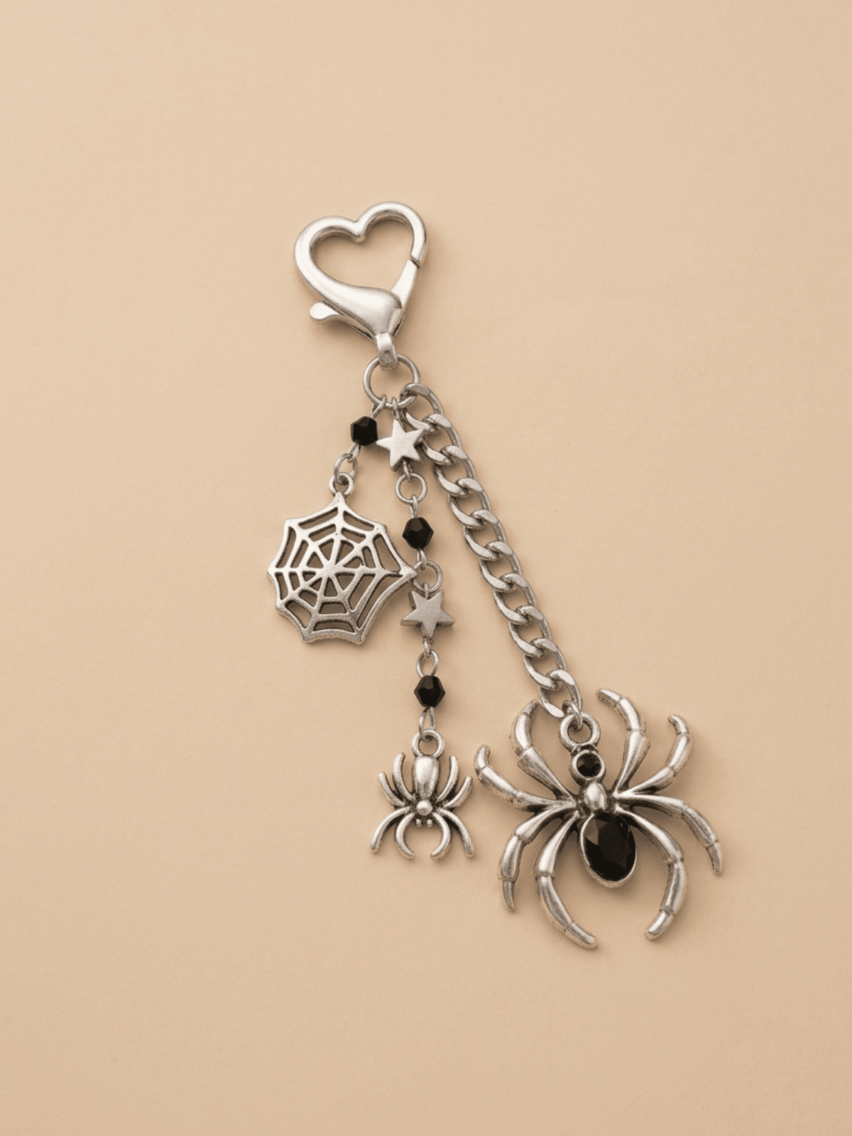 Spiderweb Starry Heart Keychain