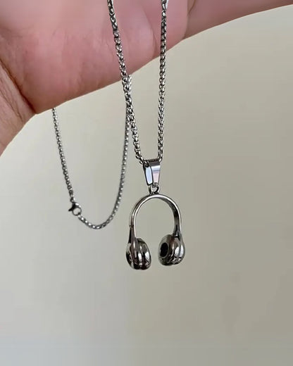 Silver Headphone Chain Necklace