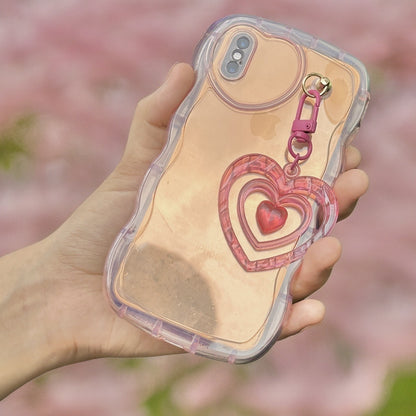 Pastel Pink Transparent Heart Chain Phone Case