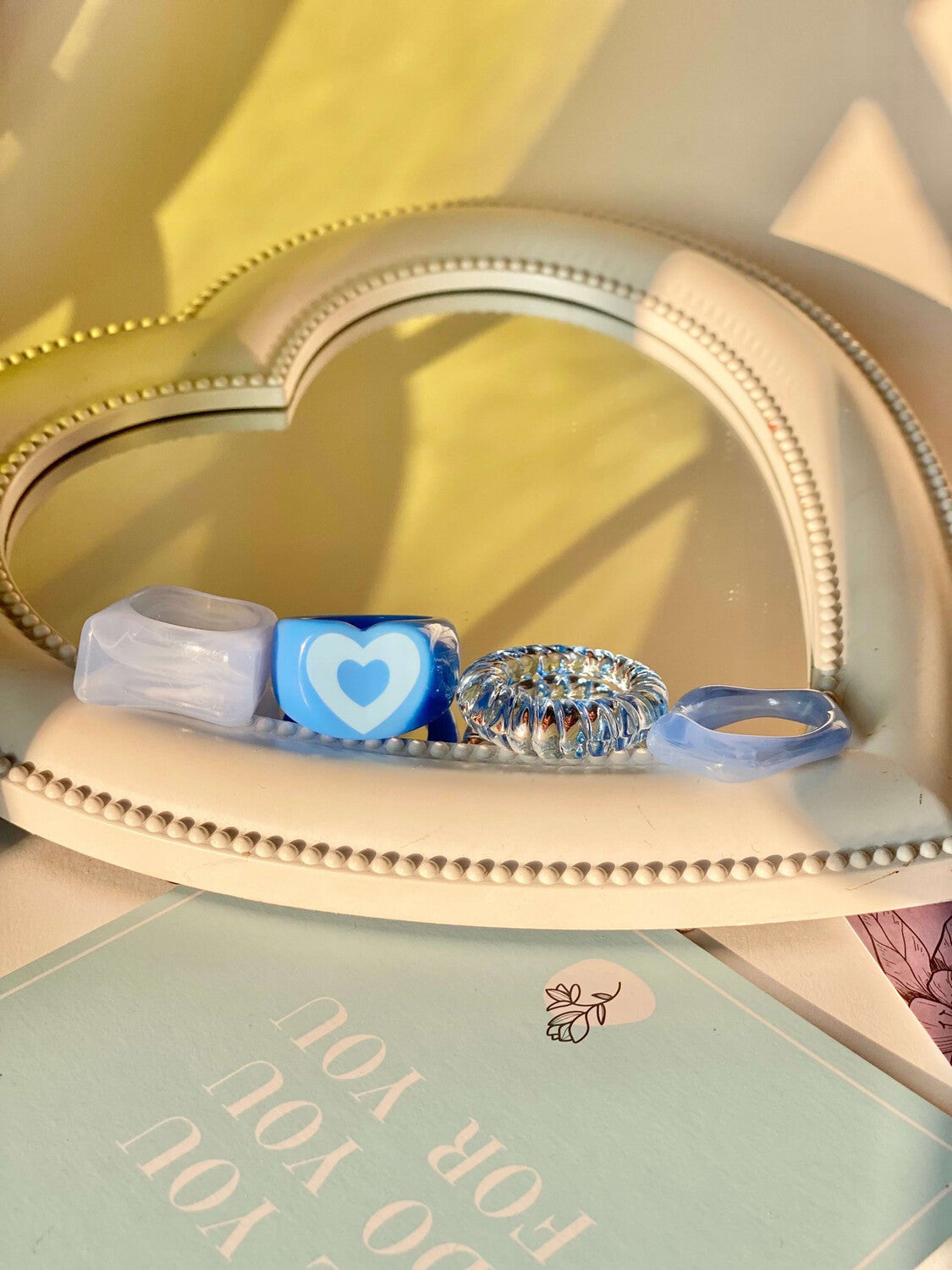 Blue Heart Rings (Set of 4)