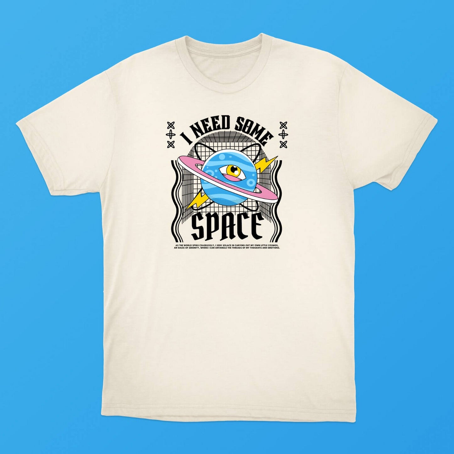 "I Need Some Space" Oversized Drop Shoulder White Tee