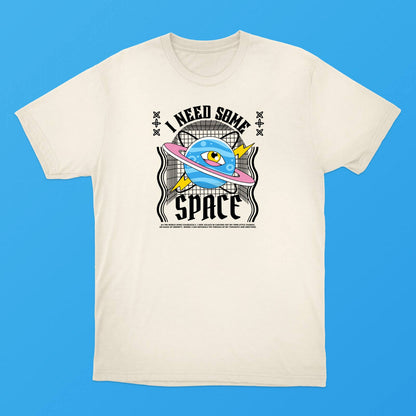 "I Need Some Space" Oversized Drop Shoulder White Tee