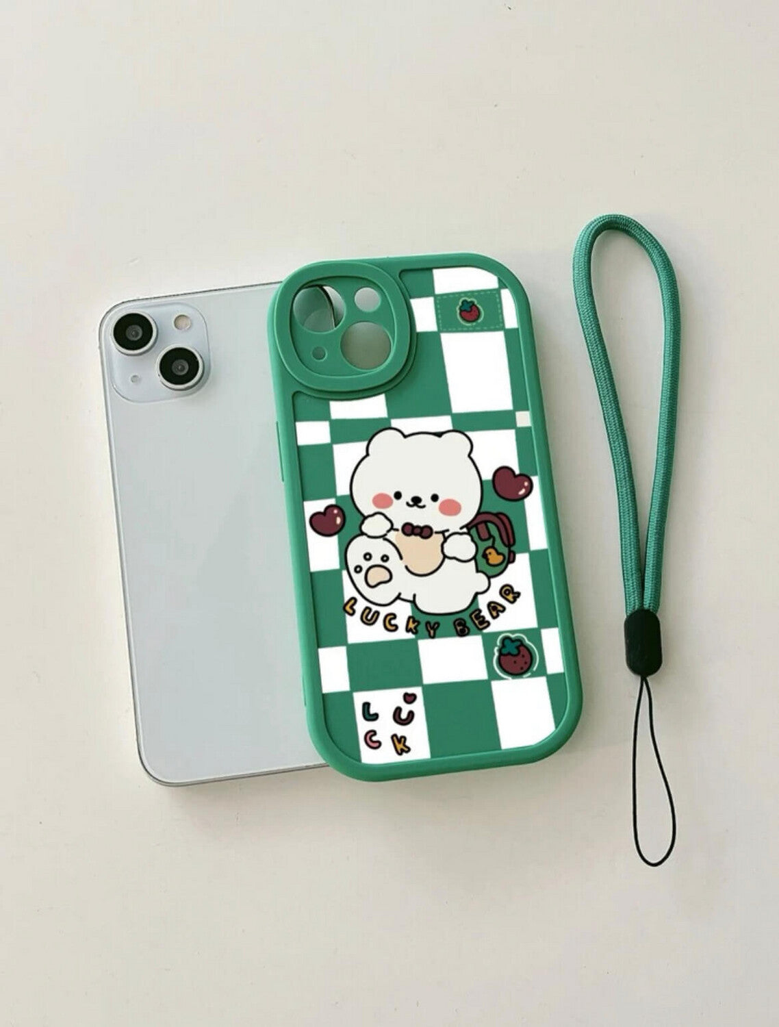 Lucky Bear Phone Case w/ Strap (Green)