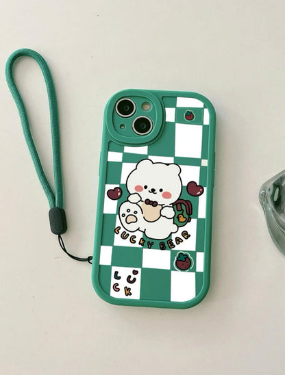Lucky Bear Phone Case w/ Strap (Green)