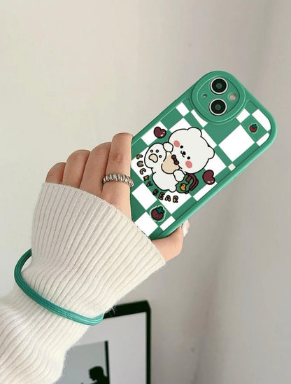 Lucky Bear Phone Case w/ Strap (Green)