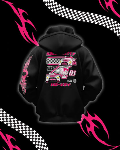 Hello Kitty Racer Oversized Hoodie (Black)