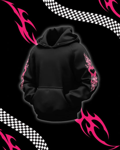 Hello Kitty Racer Oversized Hoodie (Black)