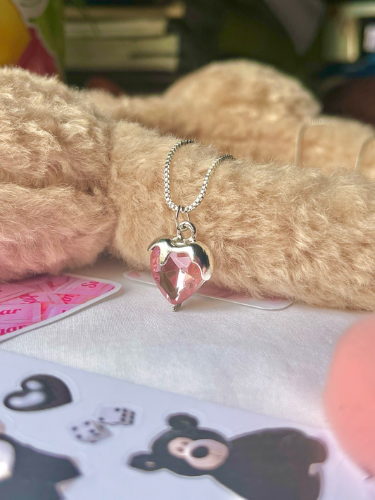 Pink Lava Heart Necklace
