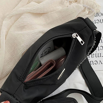 Black Chained Shoulder Bag w/ Detachable Pouch