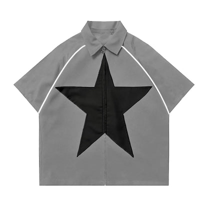 Grey Stellar Zip-Up Shirt