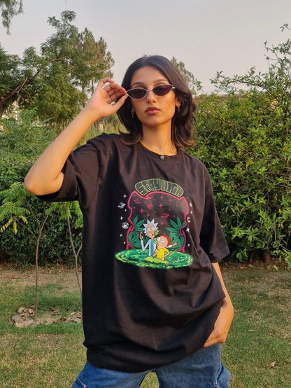Rick and Morty "Stay High" Oversized Drop Shoulder Tee