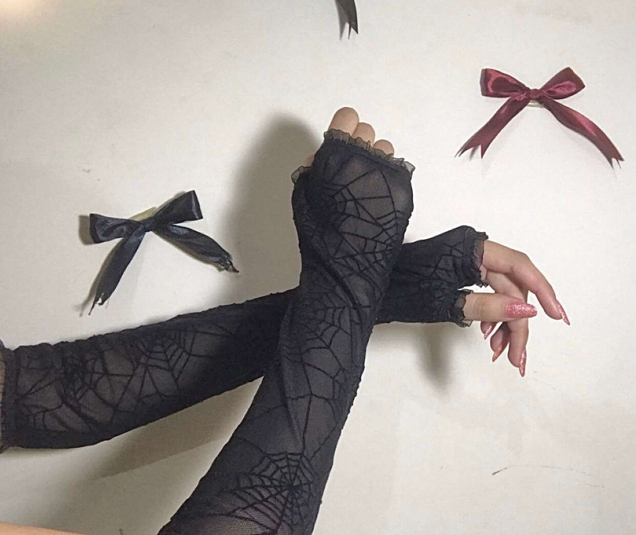 Black Spiderweb Mesh Long Sleeves