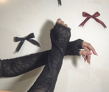 Black Spiderweb Mesh Long Sleeves