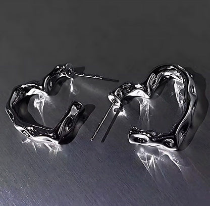 Curvy Heart Hoop Earrings