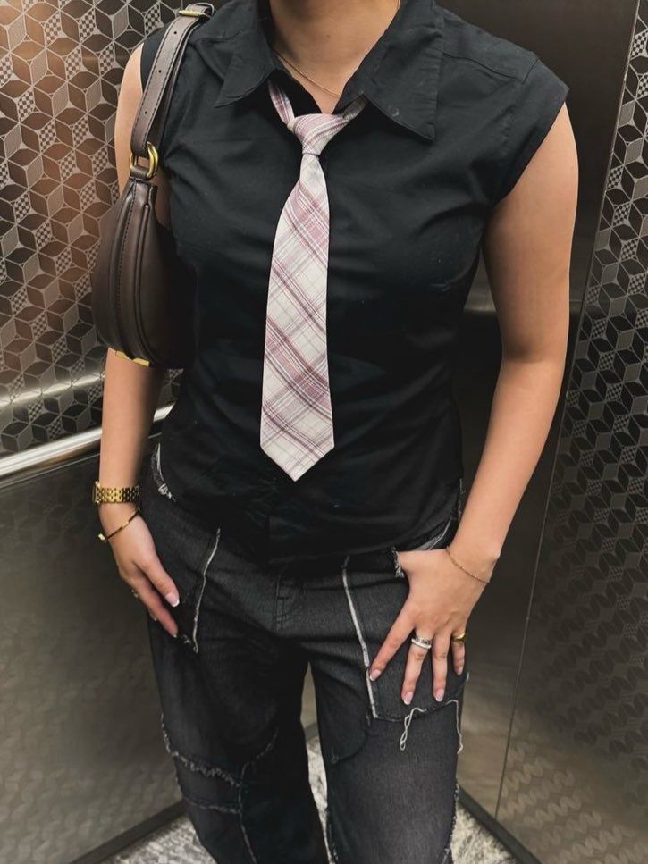 Lilac Plaid Mini Neck Tie