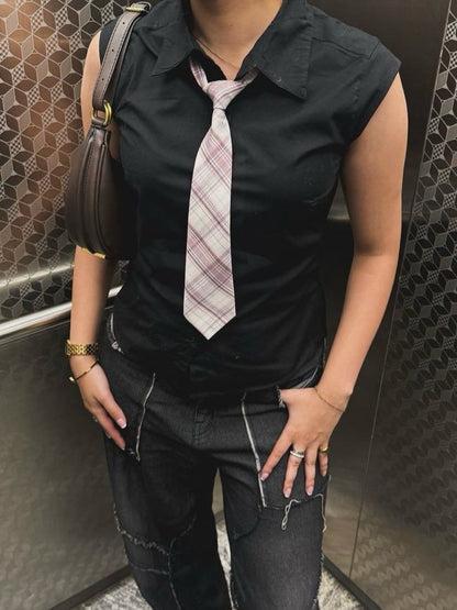 Lilac Plaid Mini Neck Tie