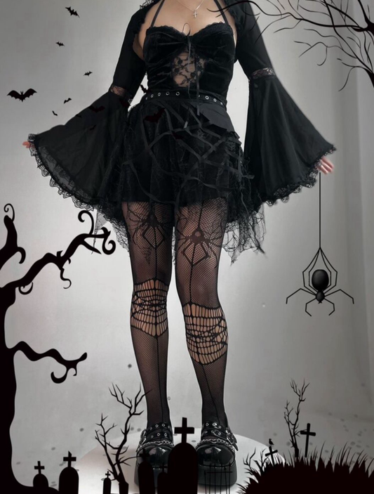 Black Spiderweb Fishnet Stockings