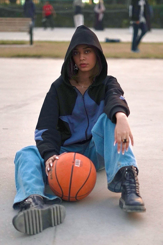 Midnight Stellar Oversized Zip-Up Hoodie