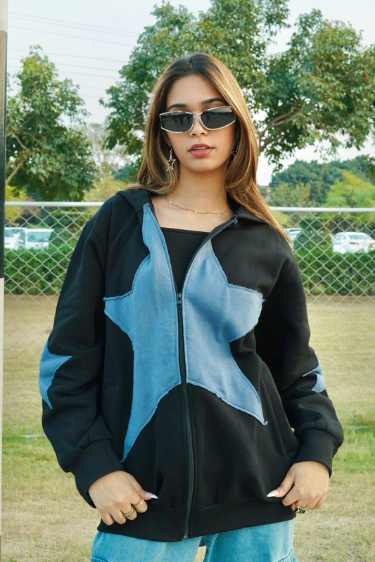 Midnight Stellar Oversized Zip-Up Hoodie