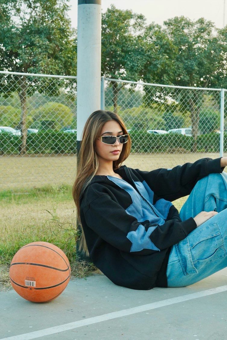 Midnight Stellar Oversized Zip-Up Hoodie