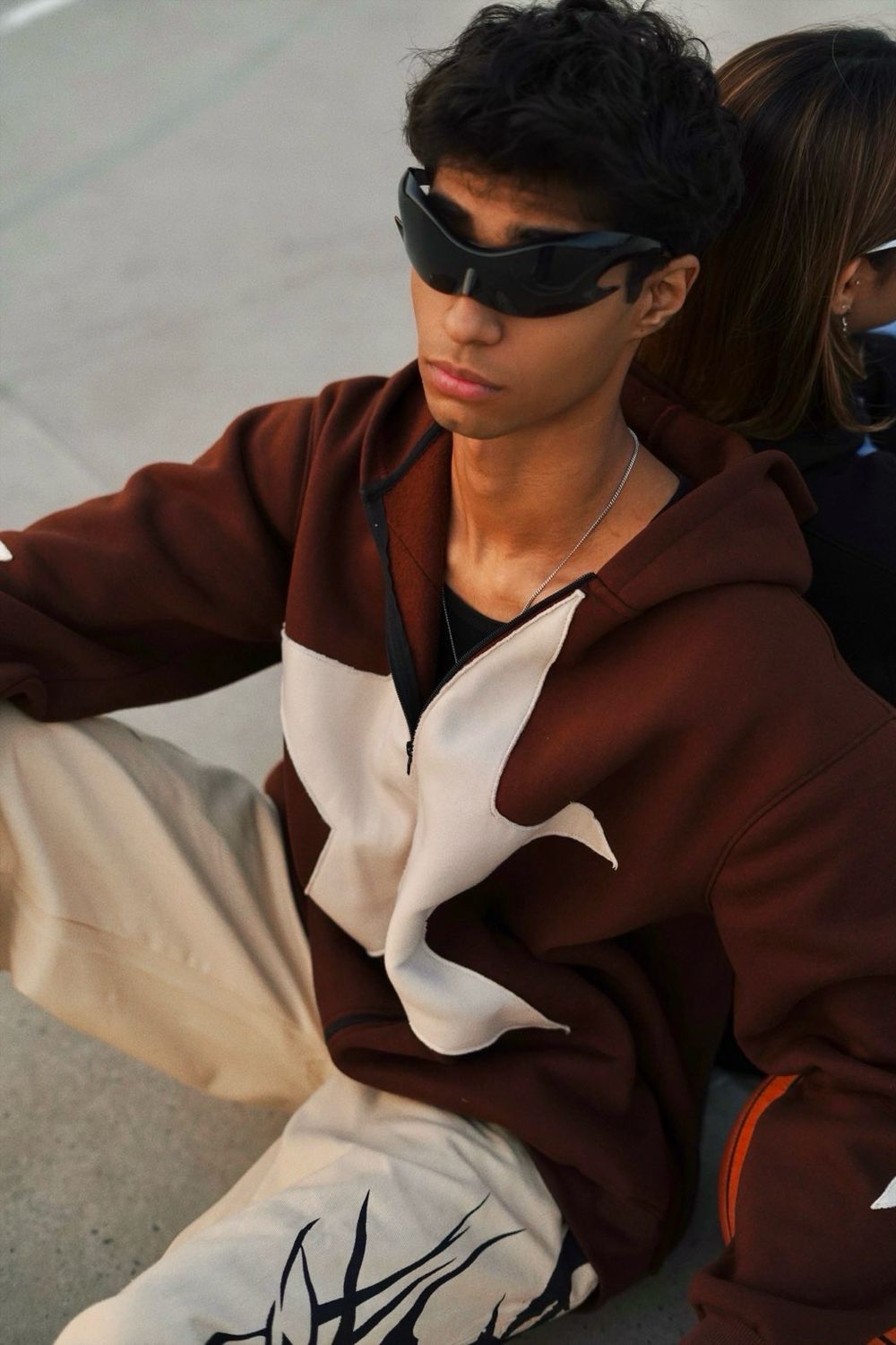 Cocoa Stellar Oversized Zip-Up Hoodie