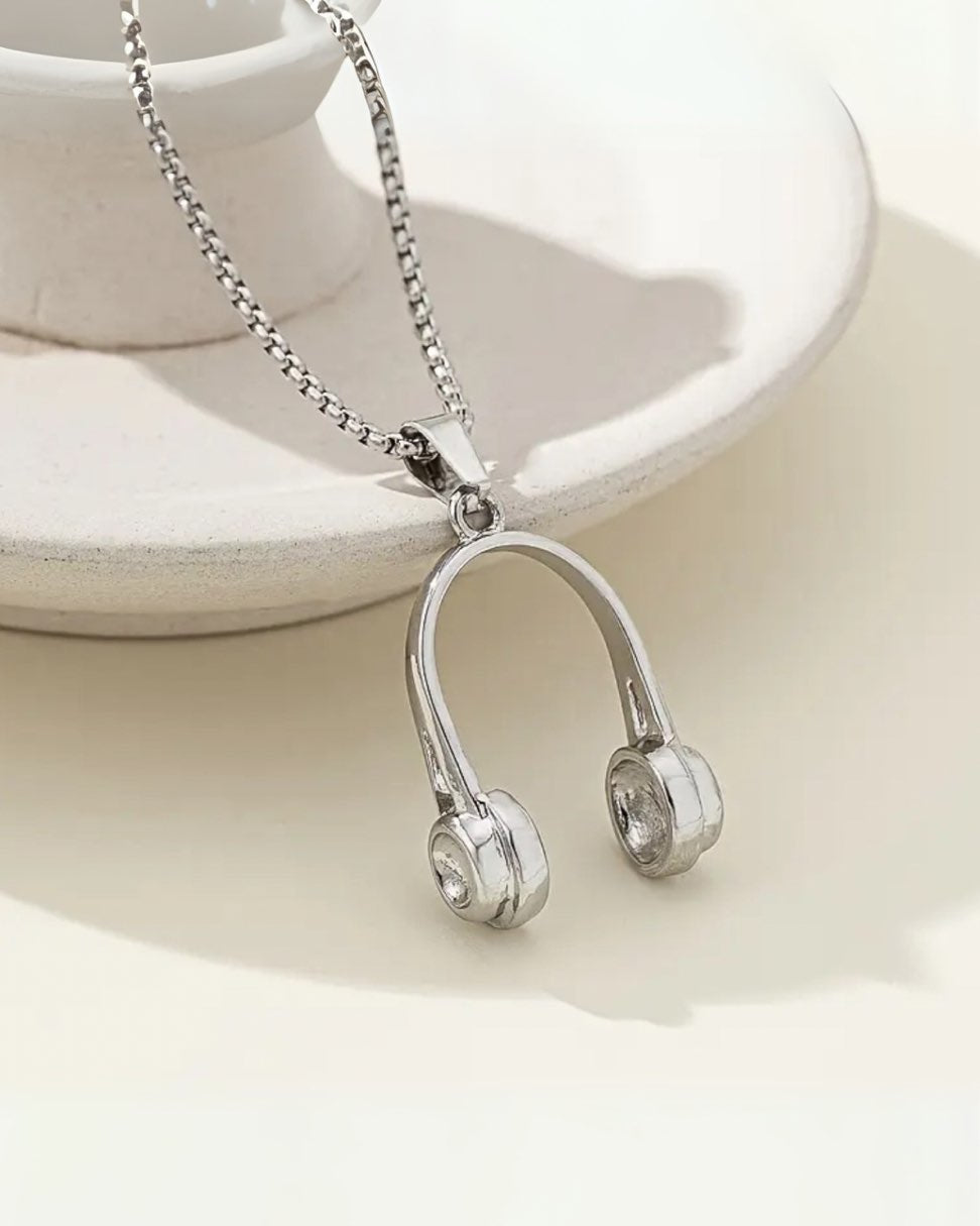 Silver Headphone Chain Necklace
