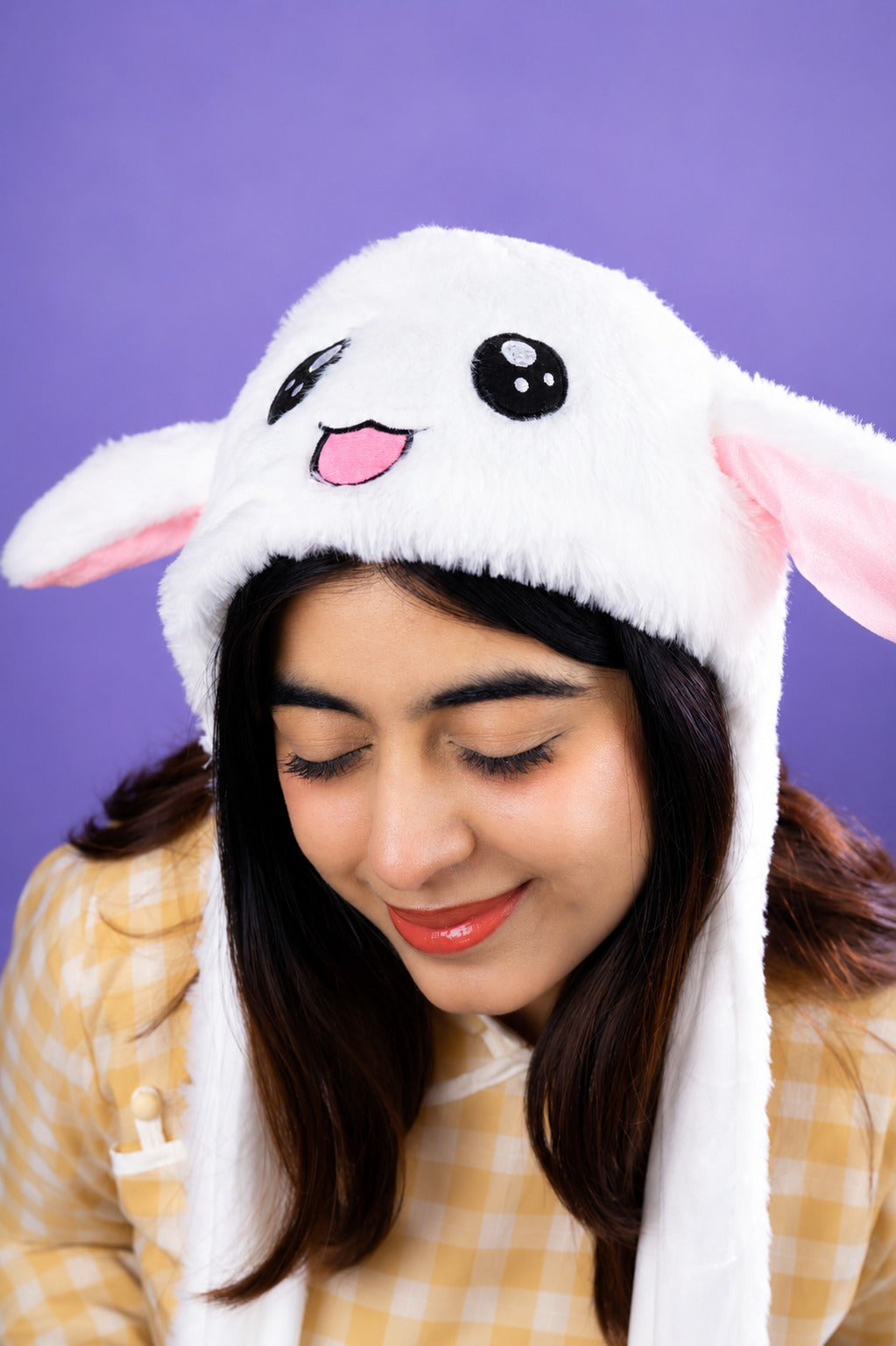 White Kpop Bunny Moveable Ears Headband