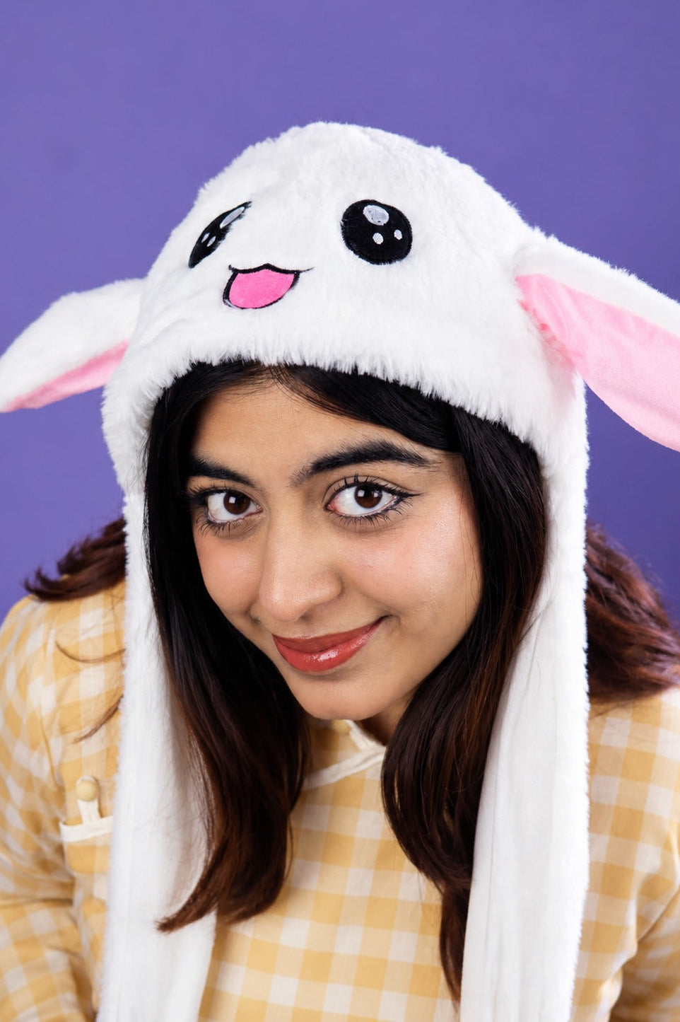 White Kpop Bunny Moveable Ears Headband