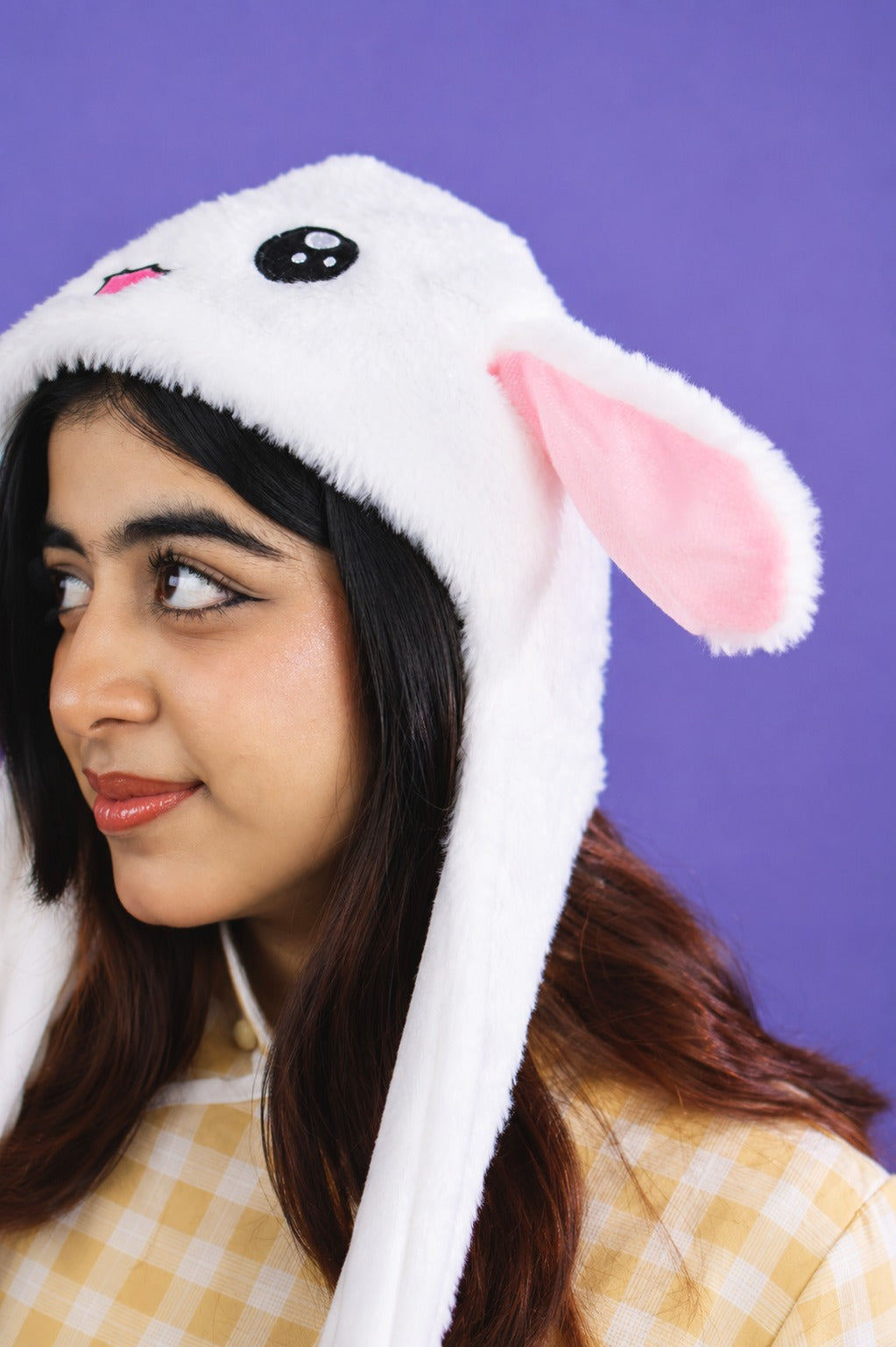 White Kpop Bunny Moveable Ears Headband