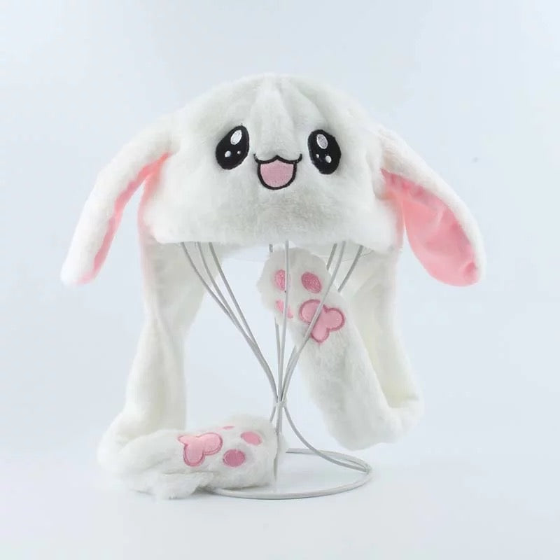 White Kpop Bunny Moveable Ears Headband